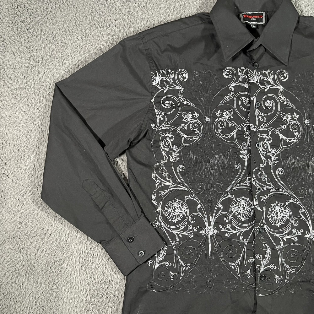 Patroncito Shirt Mens Medium Black Button Up Long Sleeves USA Western - Picture 8 of 12